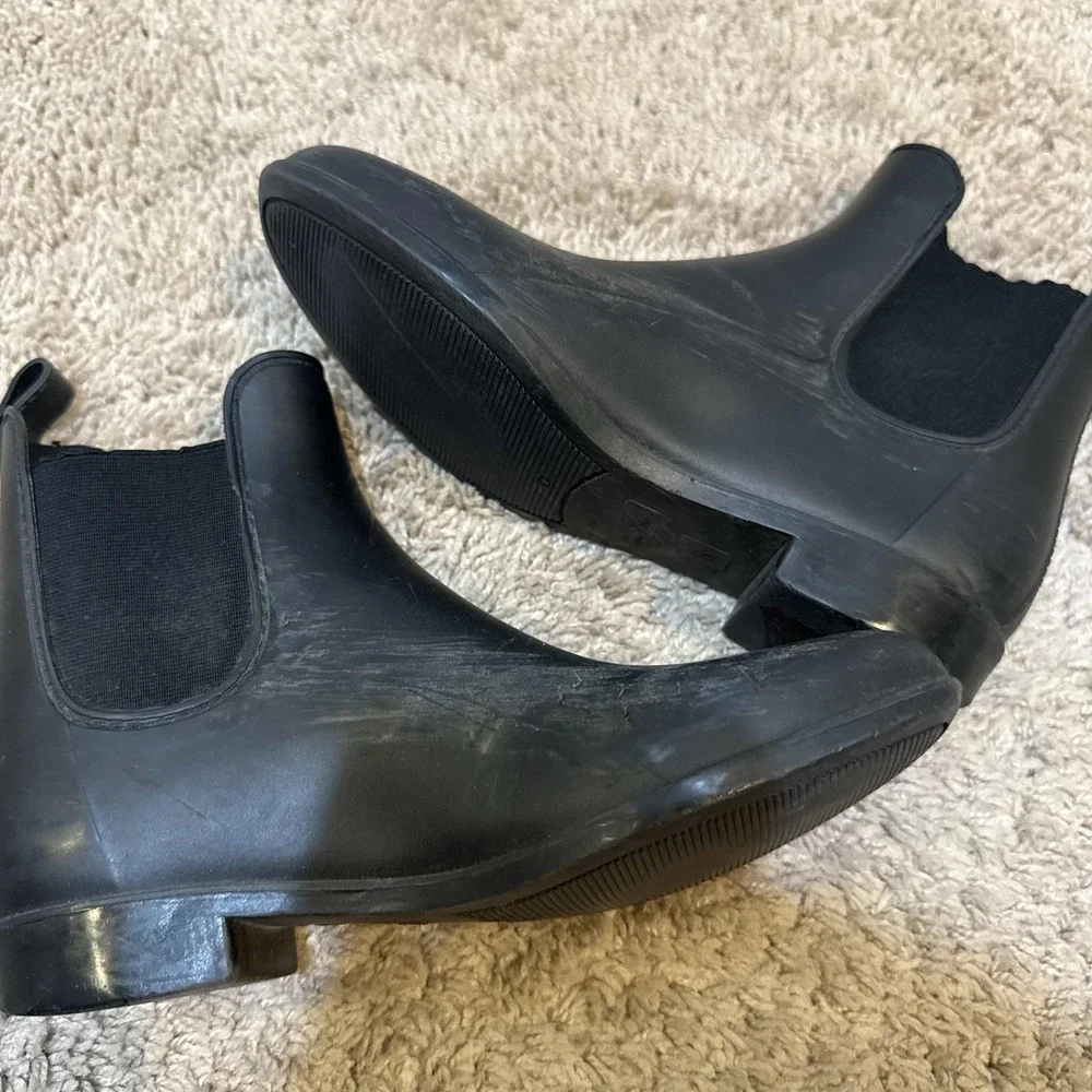 Sam Edelman Boots Womens Size 5 Black Rubber Ankle Chelsea Rain Booties